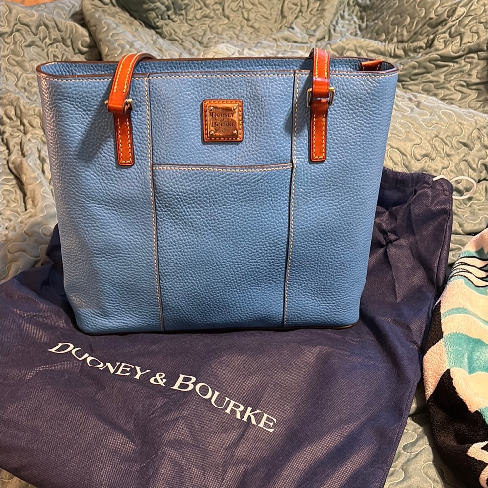 Dooney & Bourke Blue Leather Tote Bag
